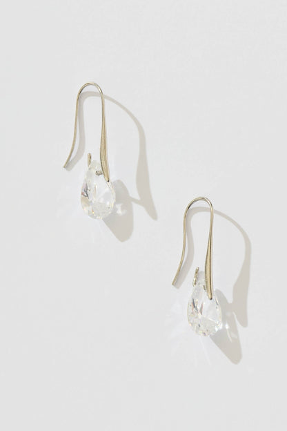 Avis Hook Earrings in Silver with Diamante