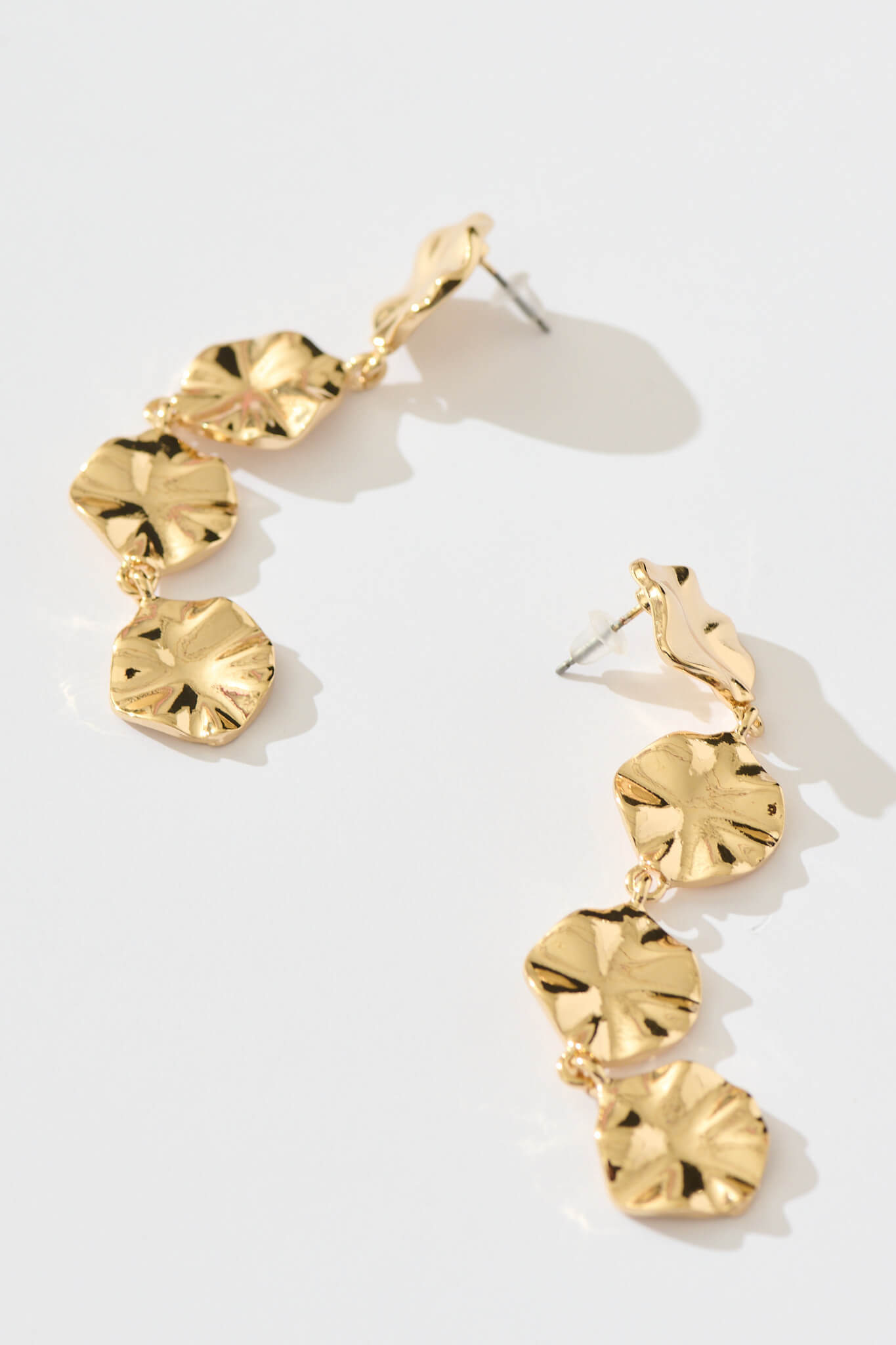 Leonora Textured Metal Drop Earrings in Gold