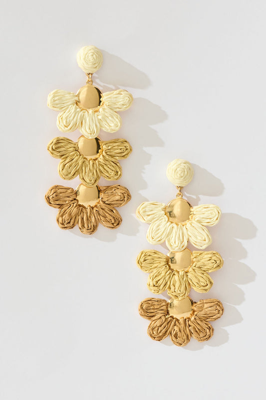 Denali Drop Earring in Multi Brown Straw