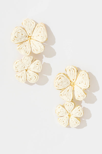 Myka Drop Earring in White Straw