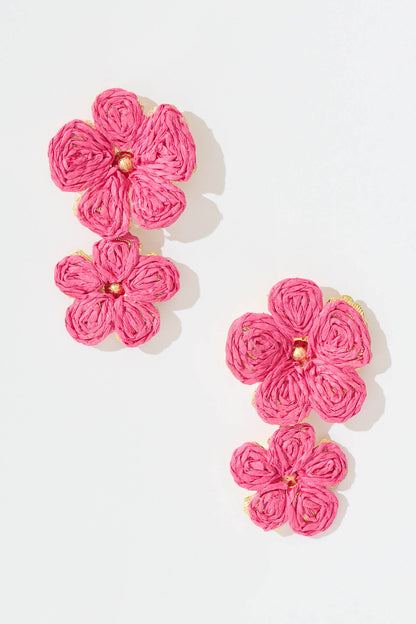 Myka Drop Earring in Pink Straw