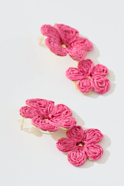 Myka Drop Earring in Pink Straw