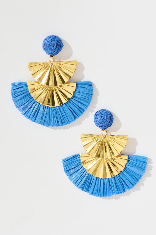 Amarti Drop Earring in Gold with Blue Straw