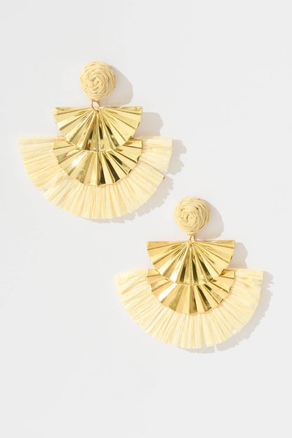 Amarti Drop Earring in Gold with Cream Straw