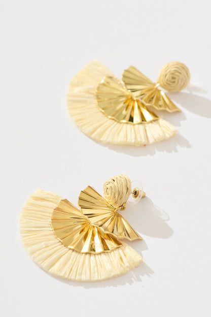 Amarti Drop Earring in Gold with Cream Straw