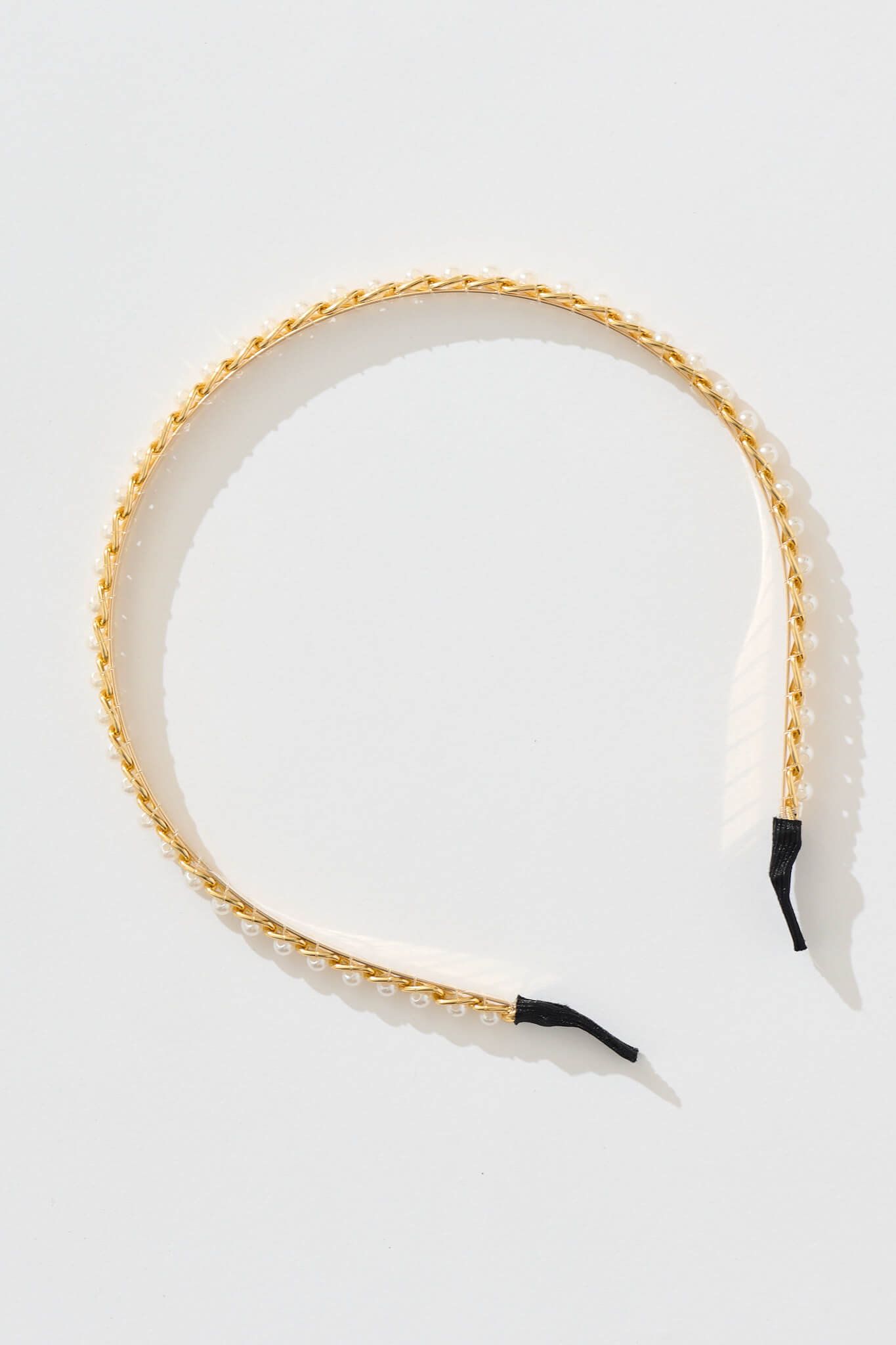 Jay Chain Headband in Gold with Pearl