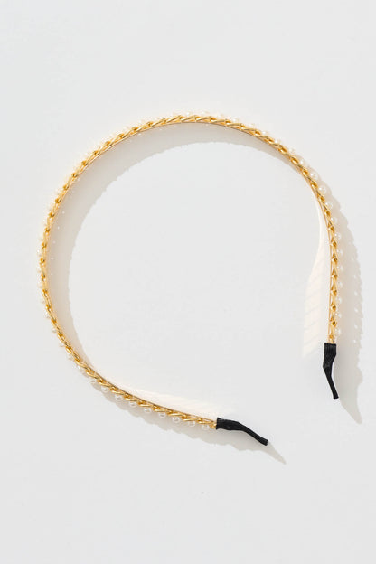 Jay Chain Headband in Gold with Pearl