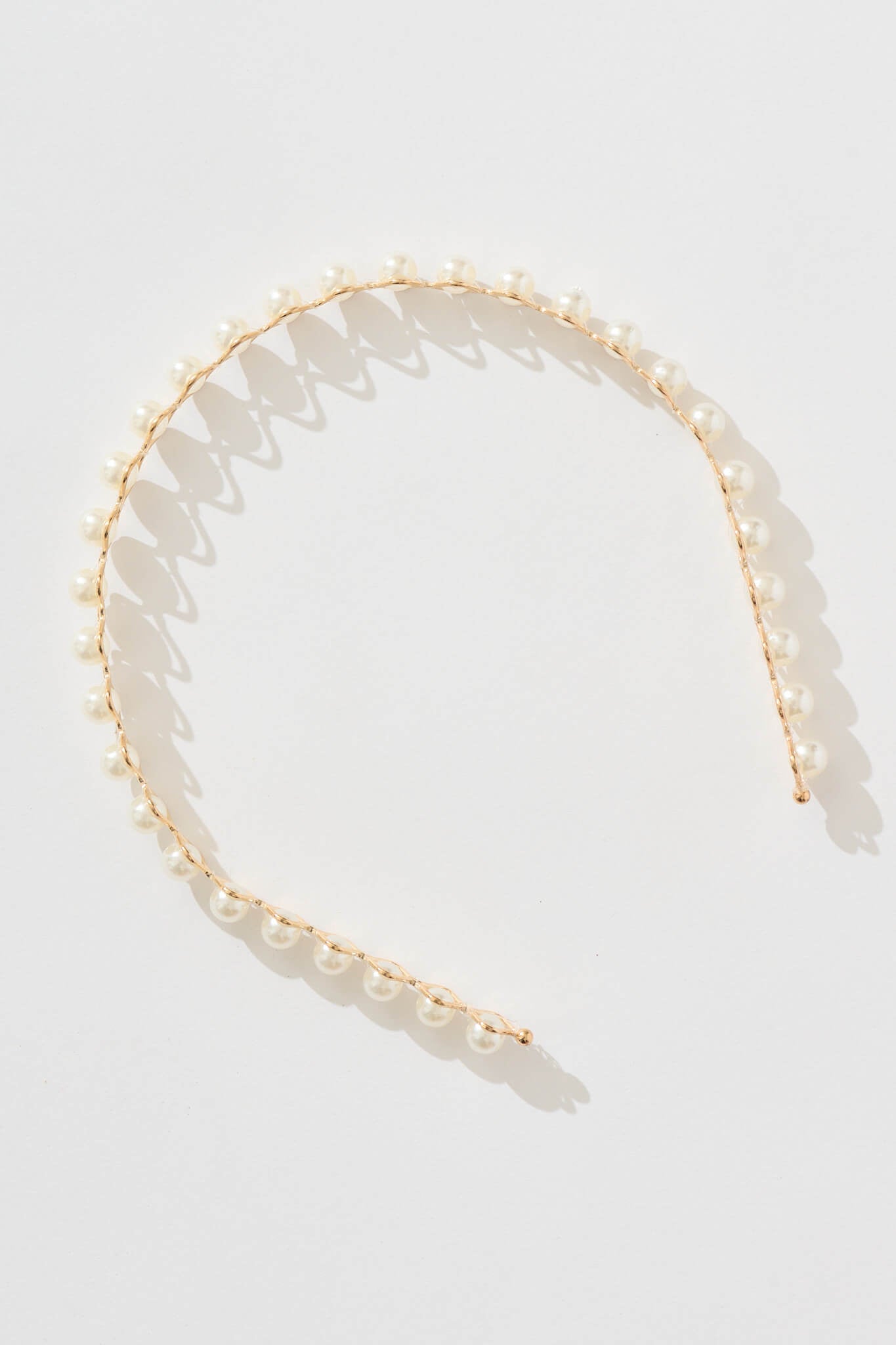Keira Headband in Gold with Pearl