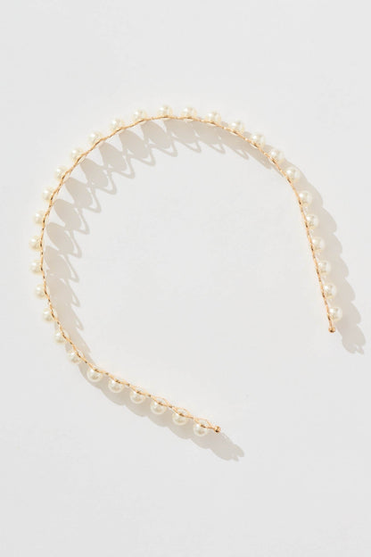 Keira Headband in Gold with Pearl