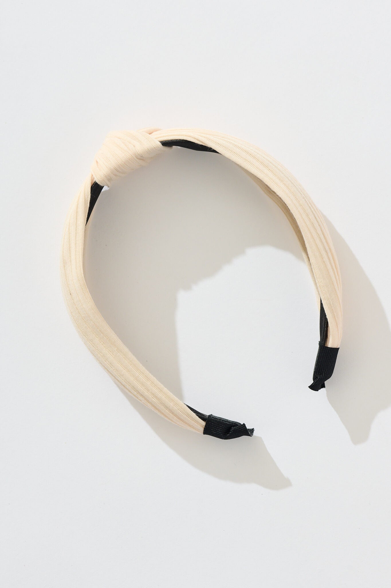 Nadia Knot Textured Headband In Cream