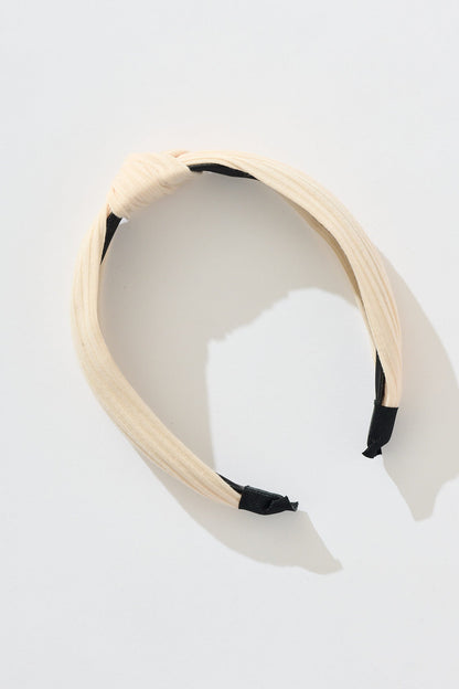 Nadia Knot Textured Headband In Cream