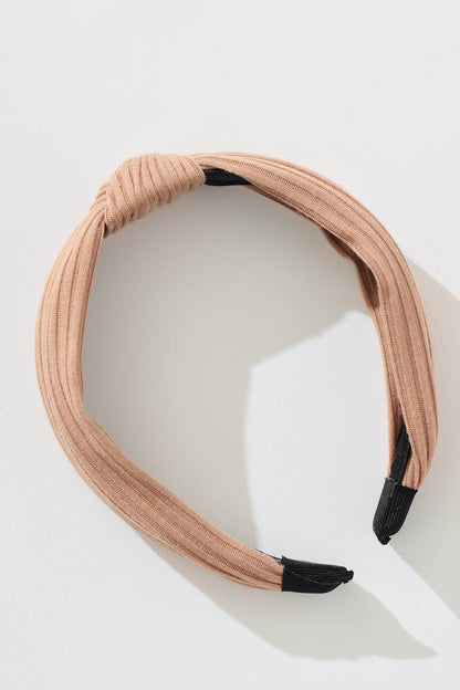 Nadia Knot Textured Headband In Light Brown