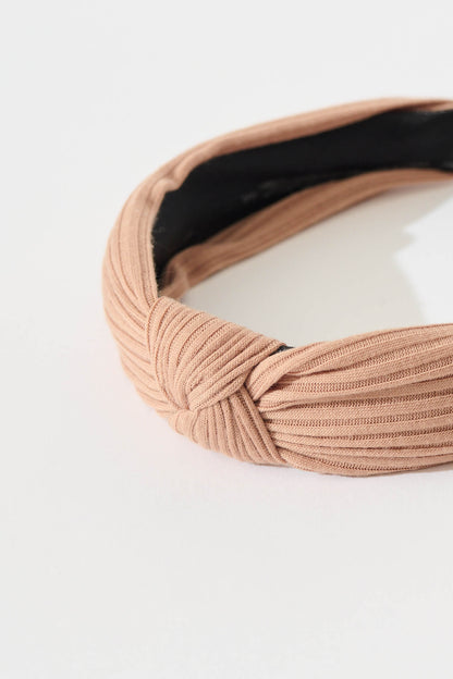 Nadia Knot Textured Headband In Light Brown