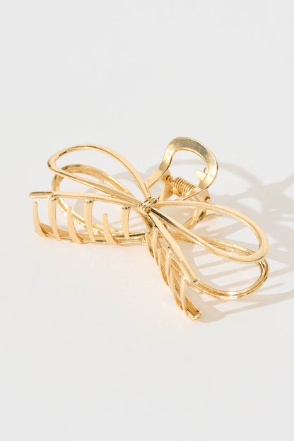 Zia Large Bow Hair Claw in Gold