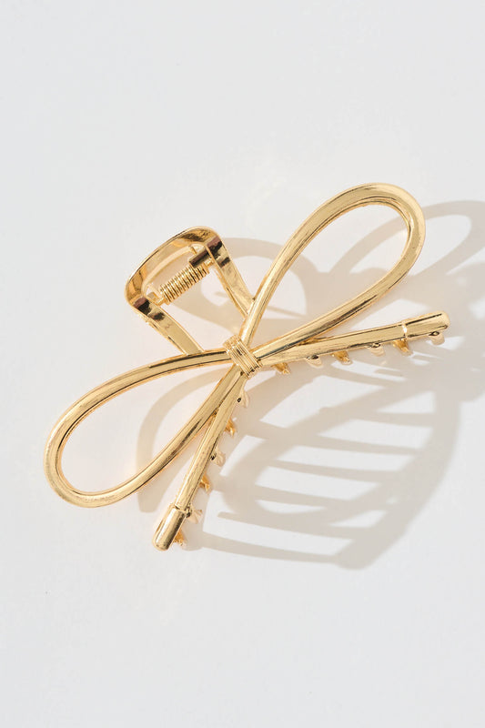 Zia Large Bow Hair Claw in Gold