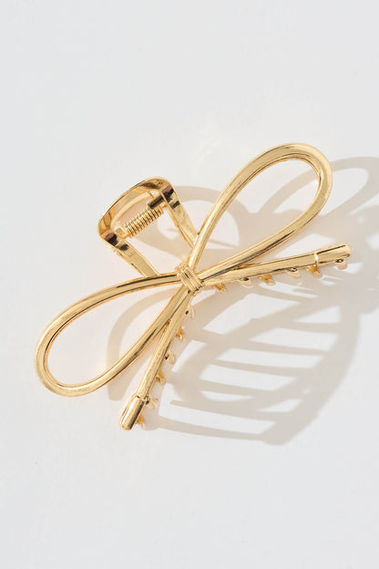 Zia Large Bow Hair Claw in Gold