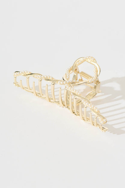 Emma Hair Claw in Gold with Pearls