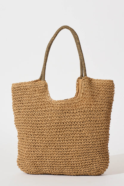 Harper Straw Tote Bag in Tan