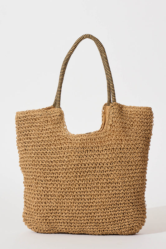 Harper Straw Tote Bag in Tan