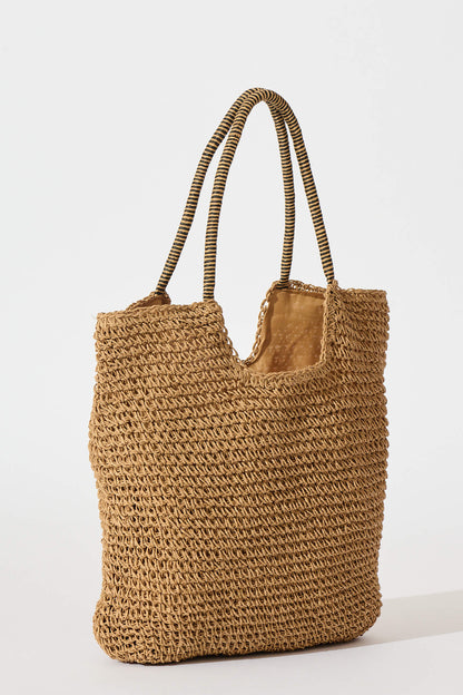 Harper Straw Tote Bag in Tan