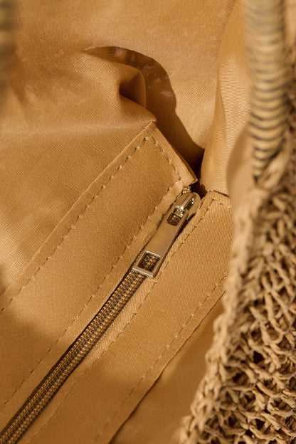 Harper Straw Tote Bag in Tan