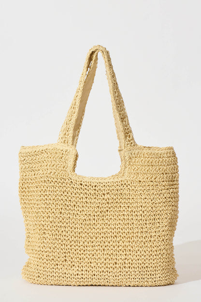 Zoe Straw Tote Bag in Beige