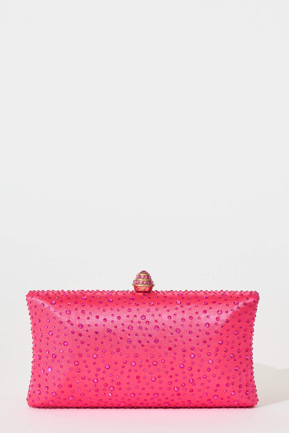 Sonia Clutch Bag in Pink Diamante