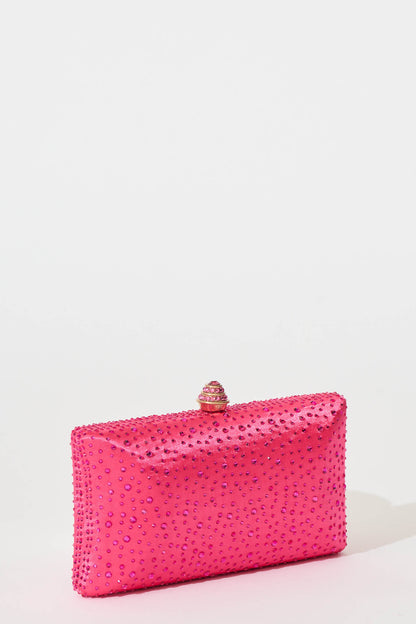 Sonia Clutch Bag in Pink Diamante