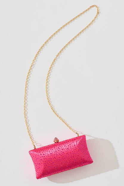 Sonia Clutch Bag in Pink Diamante