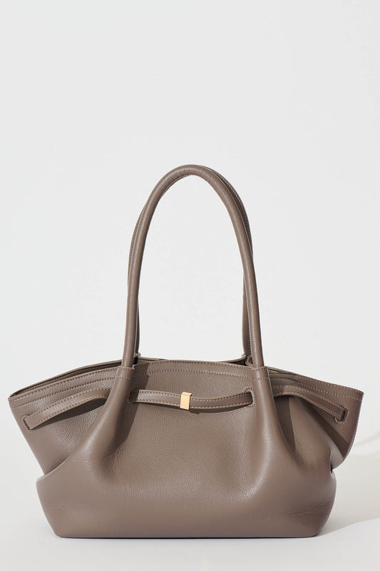 Yuna Tote Bag in Taupe Pebble Faux Leather