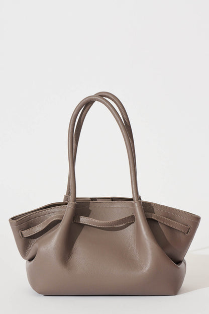 Yuna Tote Bag in Taupe Pebble Faux Leather