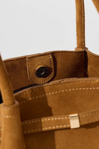 Yuna Tote Bag in Tan Suedette
