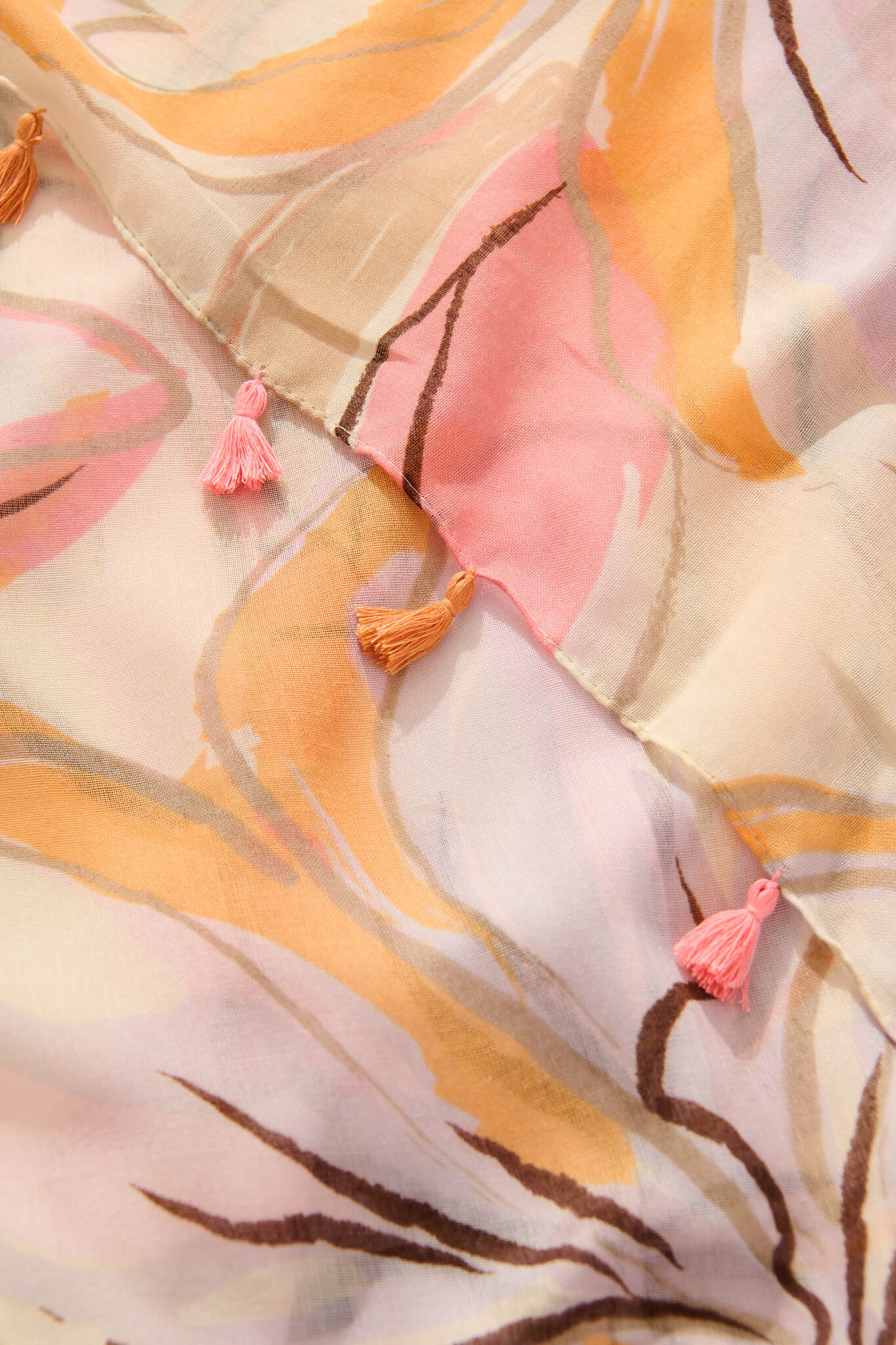 Wild Side Scarf in Pink and Multi with Tassels