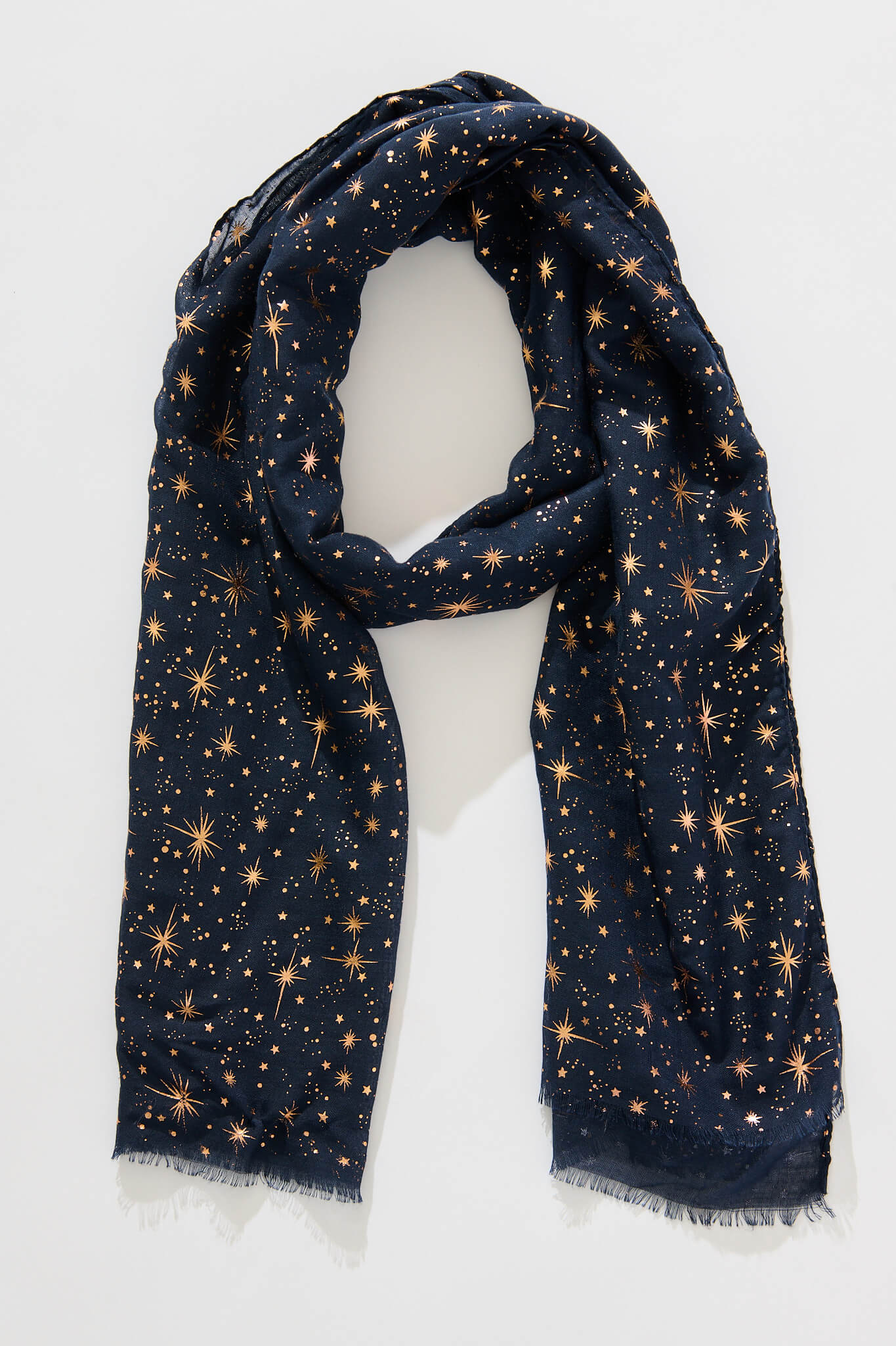 Mazia Scarf in Navy with Rose Gold Foil