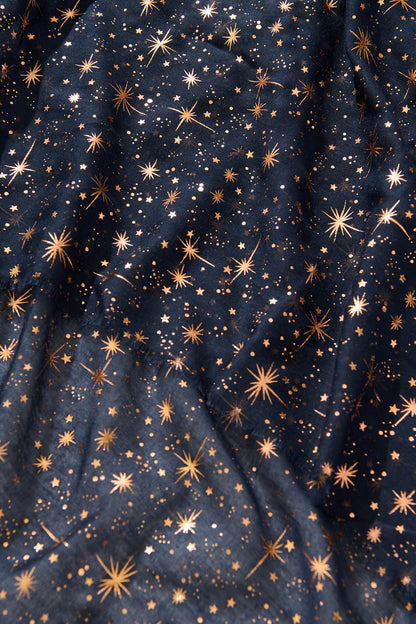 Mazia Scarf in Navy with Rose Gold Foil