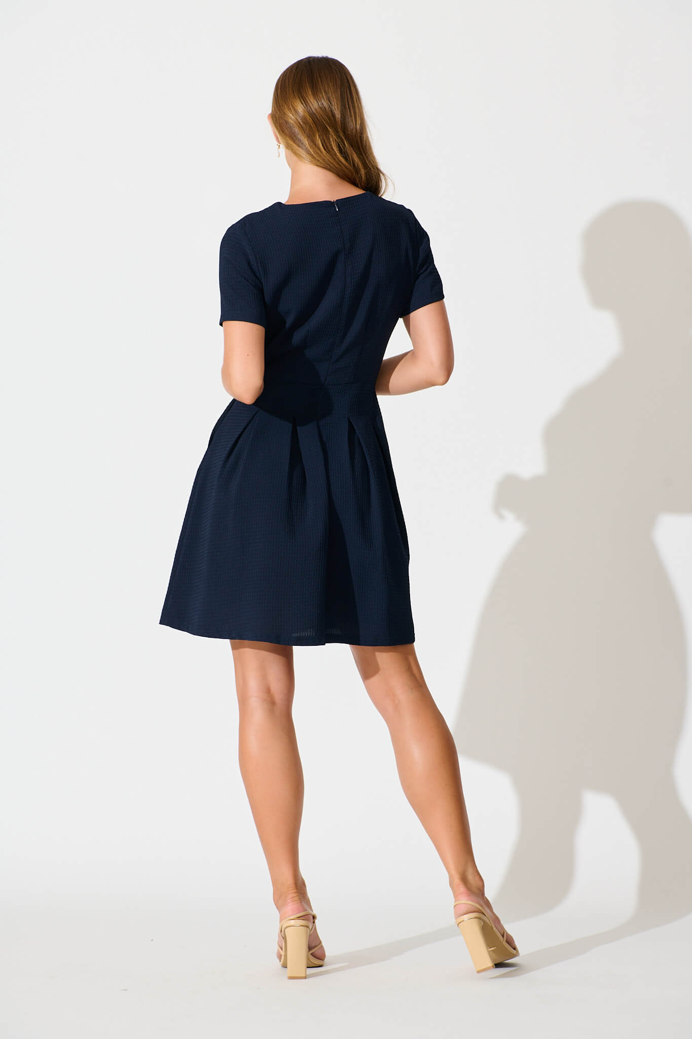 Beth Dress In Textured Navy