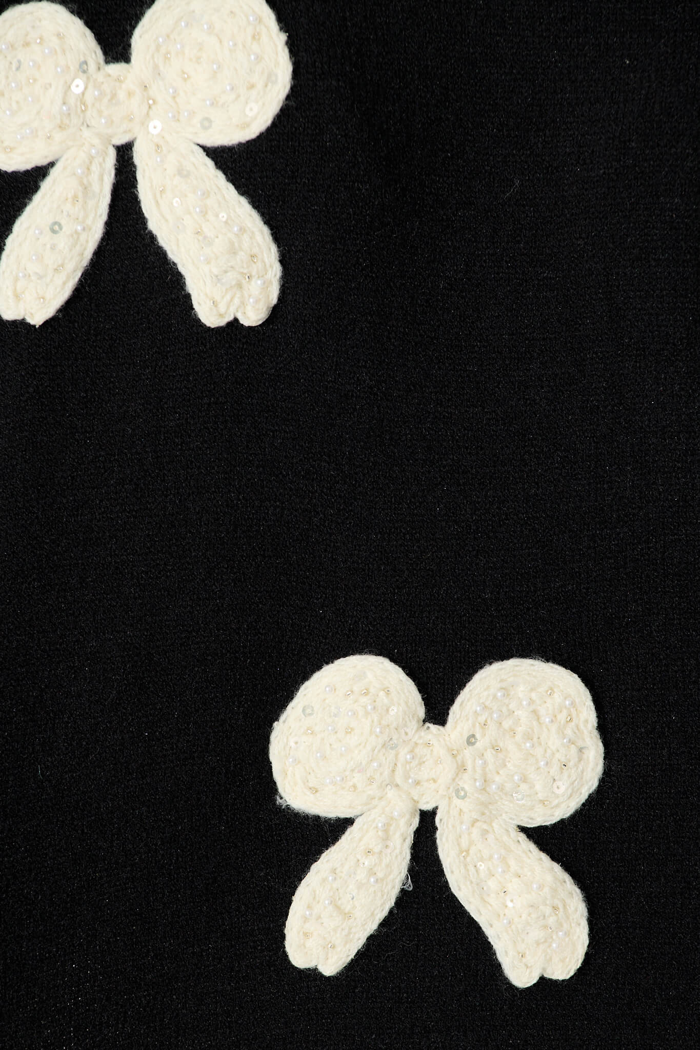 Amory Knit in Black with Cream Bows Wool Blend