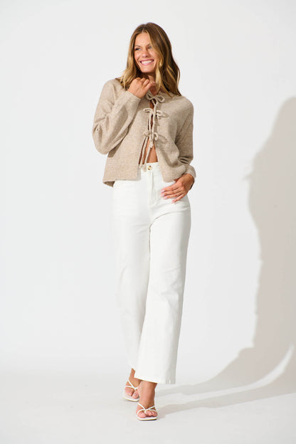 Jayce Knit Cardigan in Beige Wool Blend