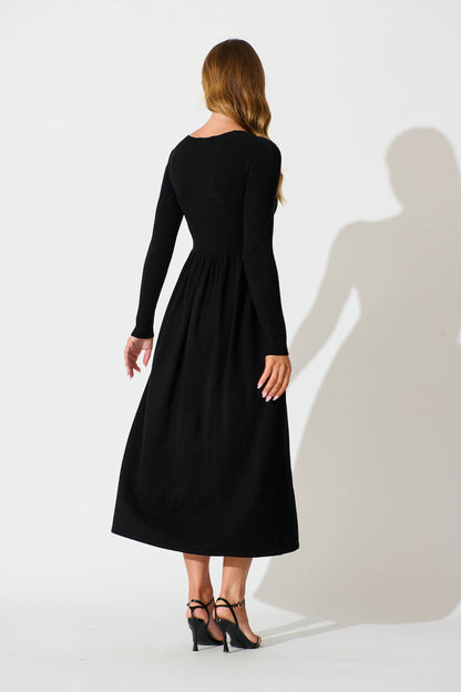 Dove Midi Knit Dress in Black