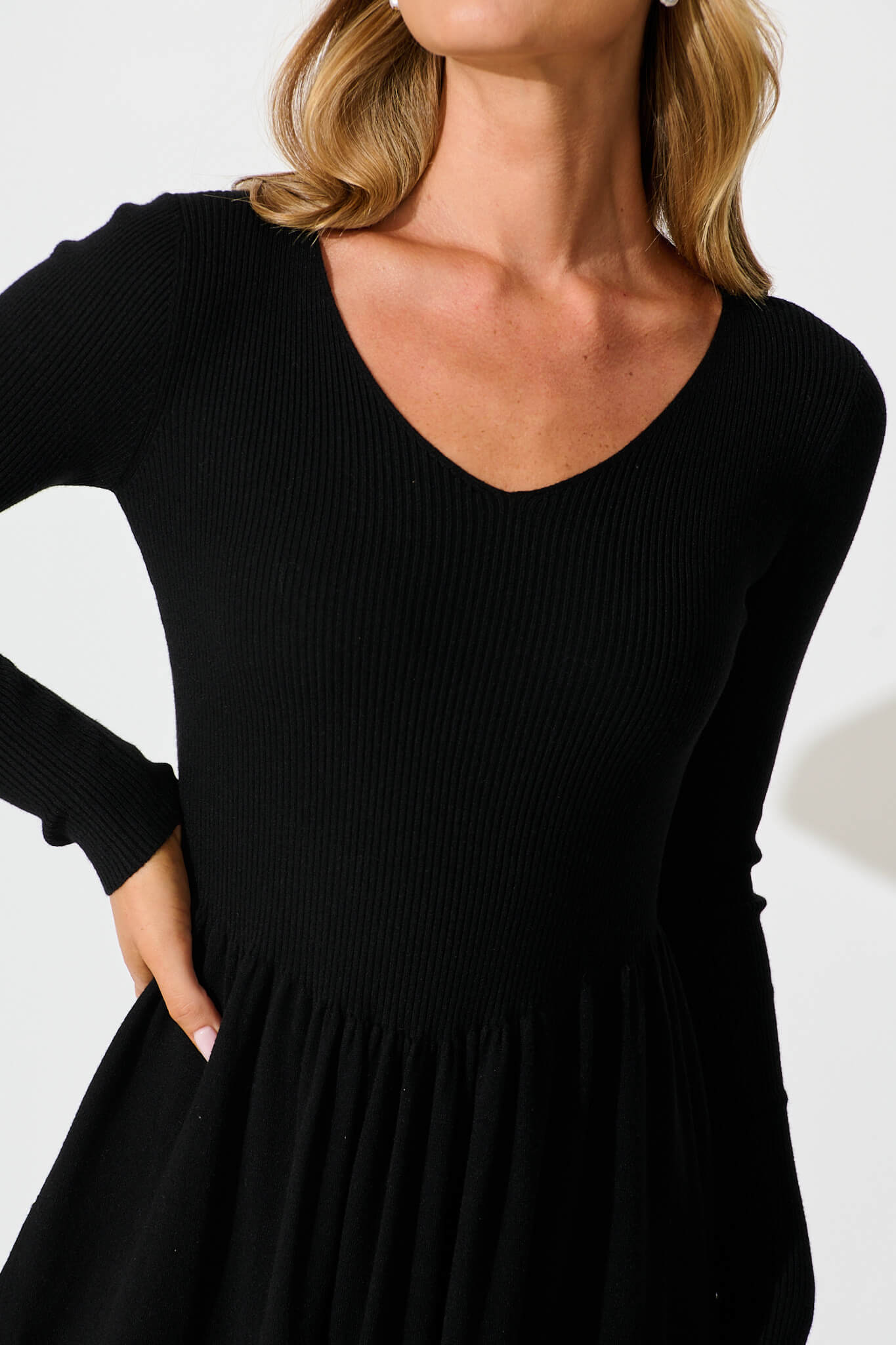 Dove Midi Knit Dress in Black