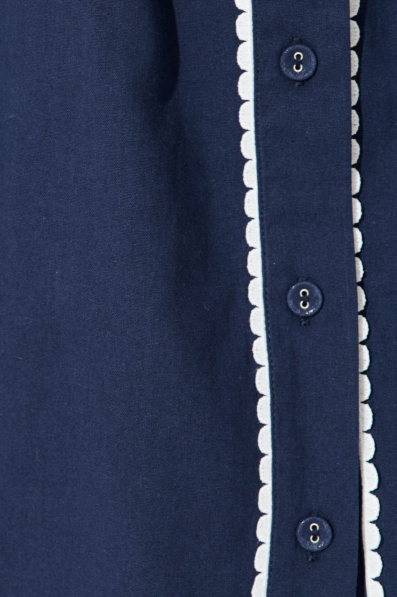 Miela Shirt Dress in Navy with White Contrast Trim Cotton