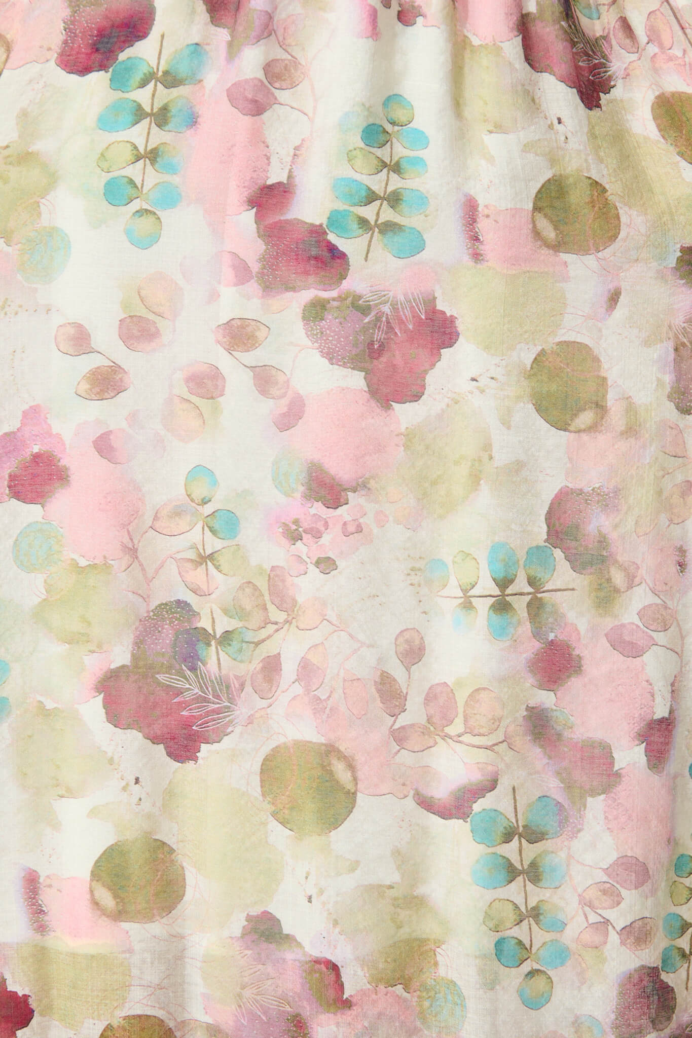 Anabelle Midi Dress in Sage with Blush Watercolour