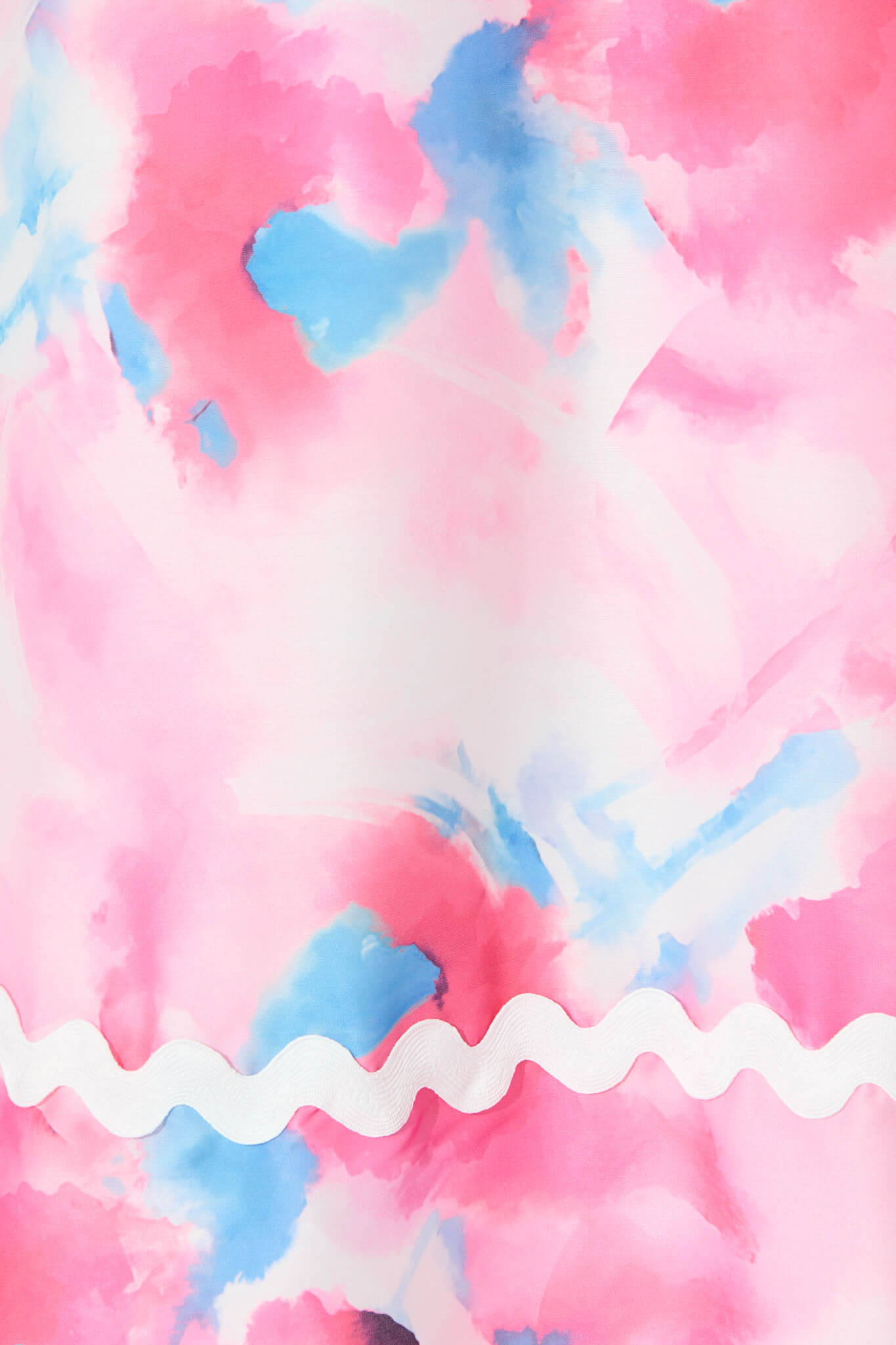 Franca Maxi Dress in Pink Watercolour with Ric Rac Trim