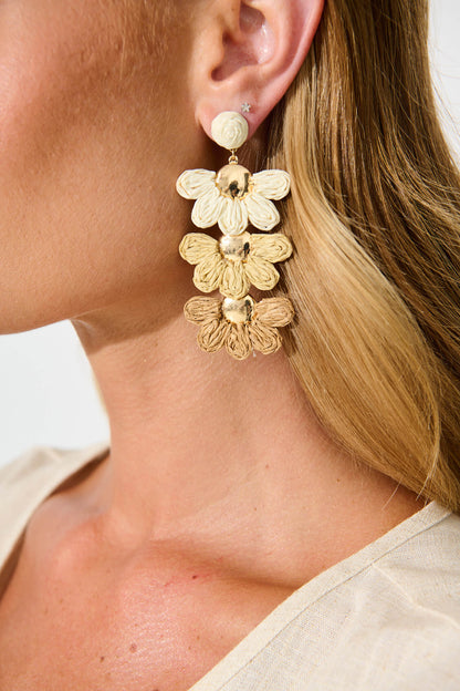 Denali Drop Earring in Multi Brown Straw