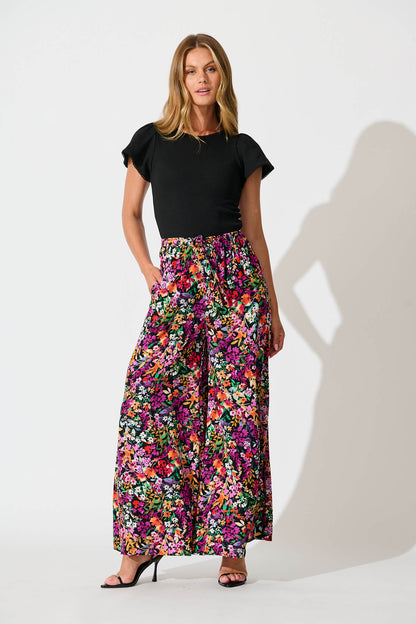 Lucia Pant In Black Multi Floral