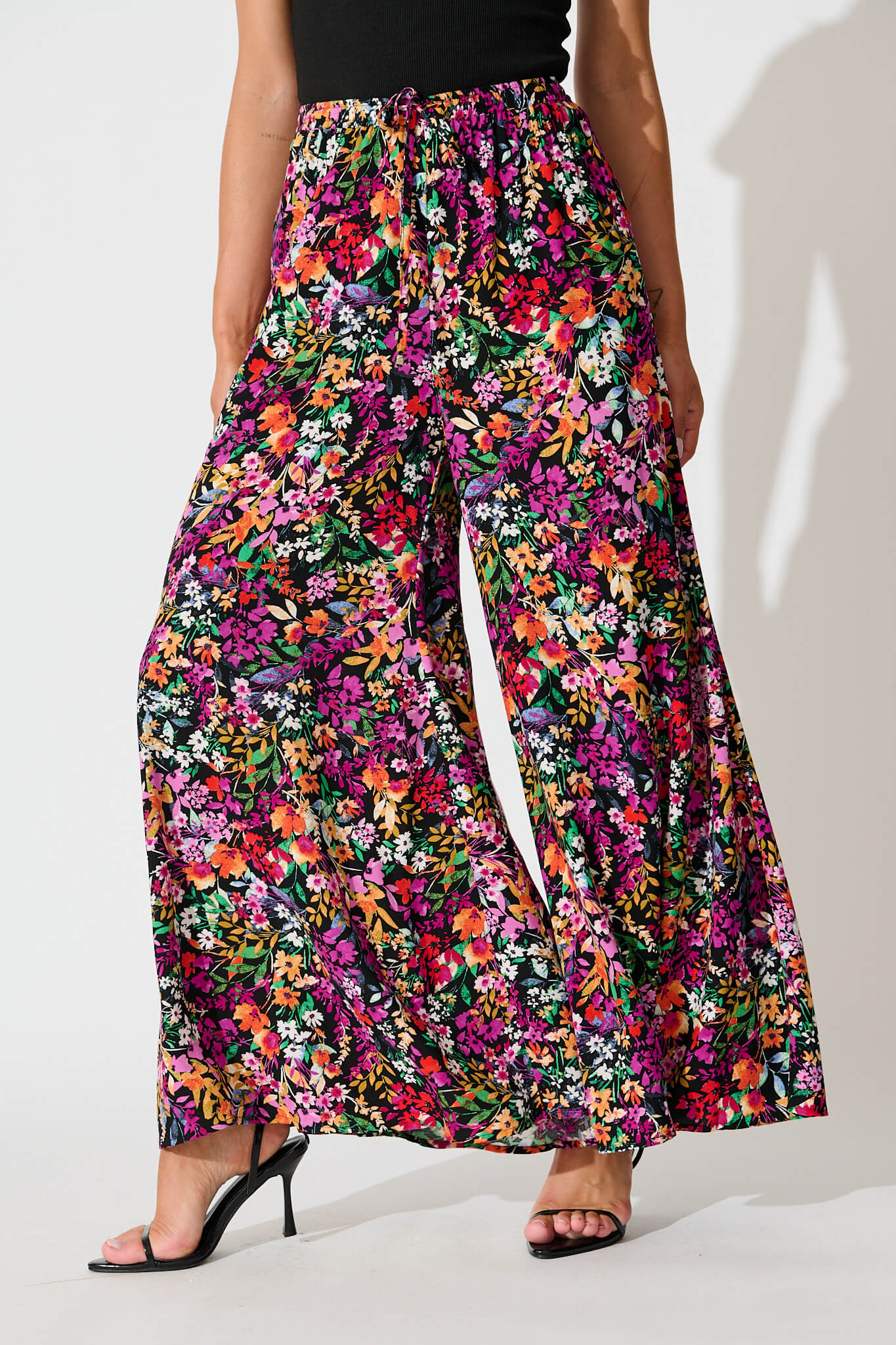 Lucia Pant In Black Multi Floral
