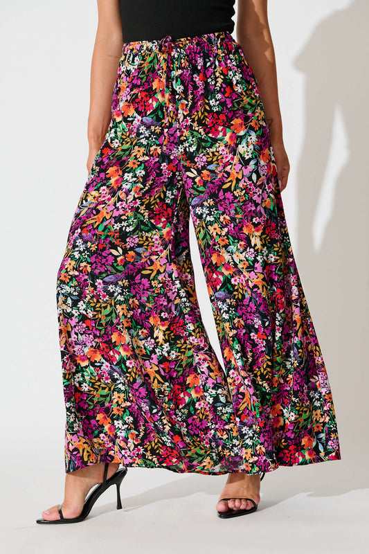 Lucia Pant In Black Multi Floral