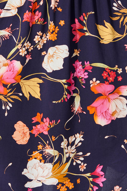 Whitney Dress In Navy with Multi Floral