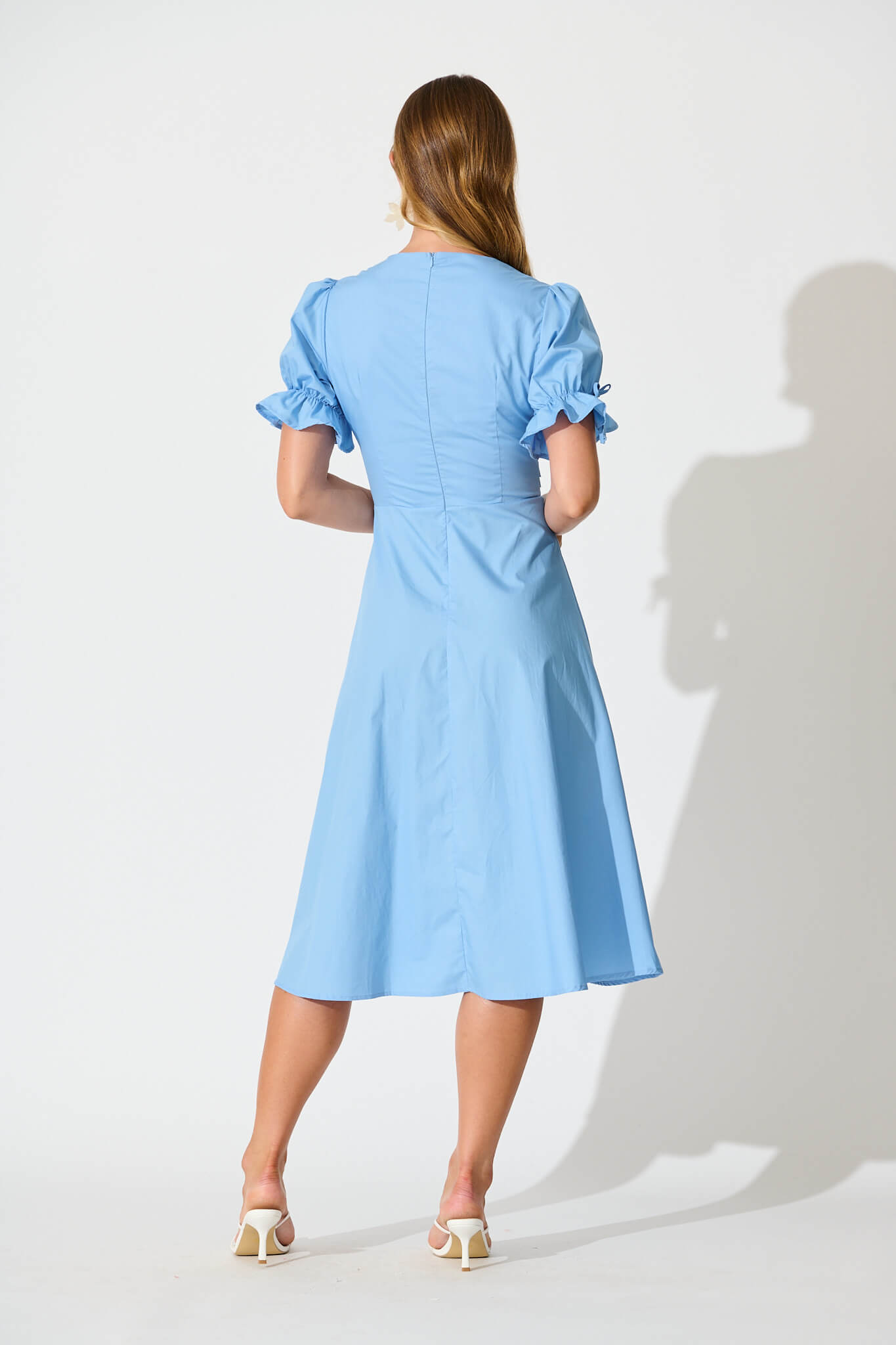 Sunrays Midi Dress in Blue Cotton