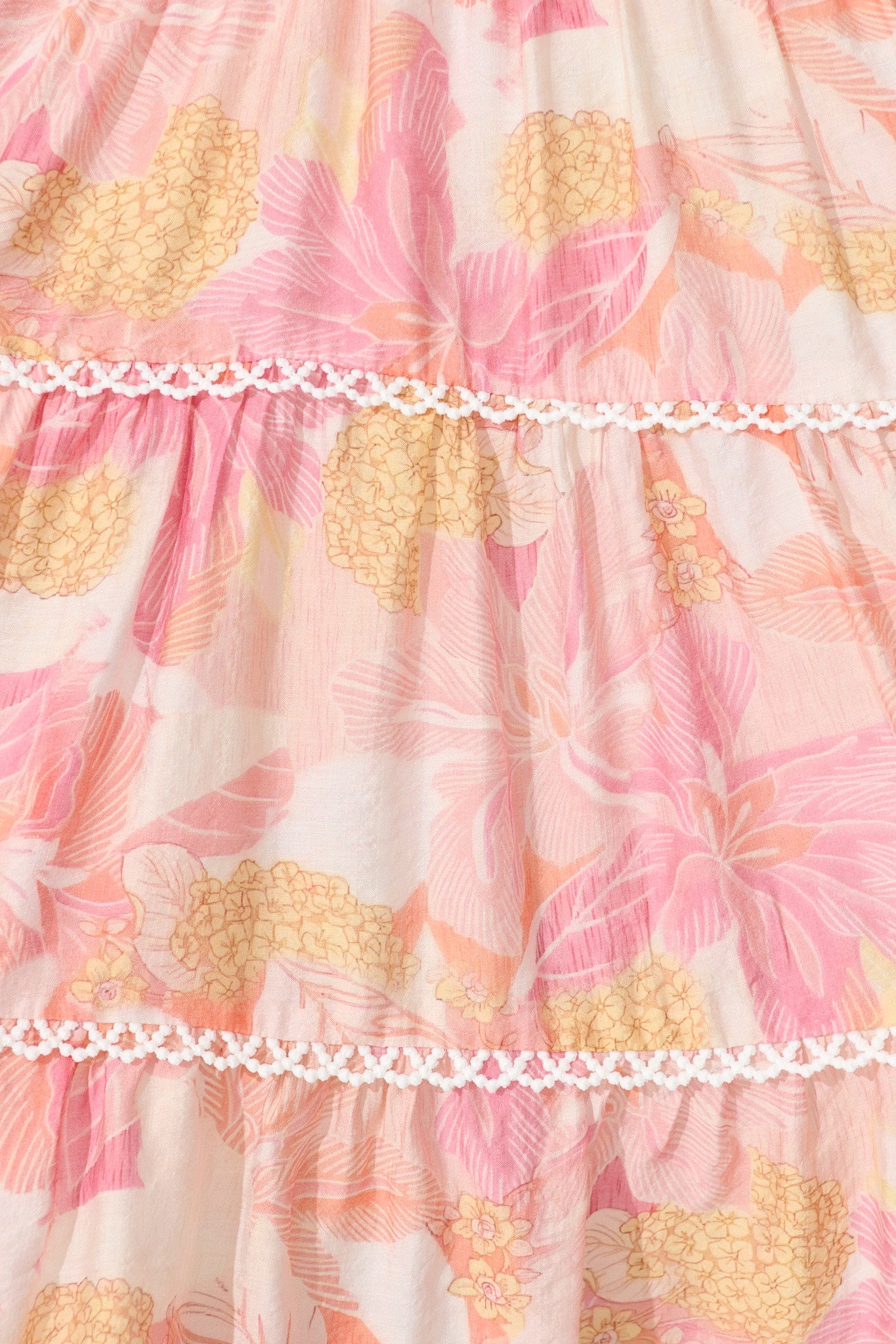 Riverstone Dress in Pink Floral with White Lace Trim